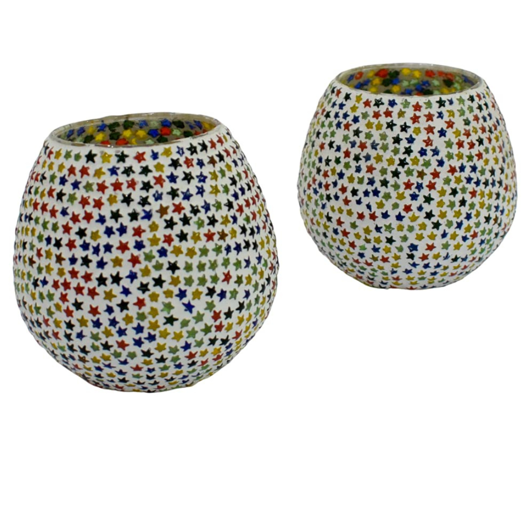 WIGANO Color Star Glass Decorative Tealight Candle Holder